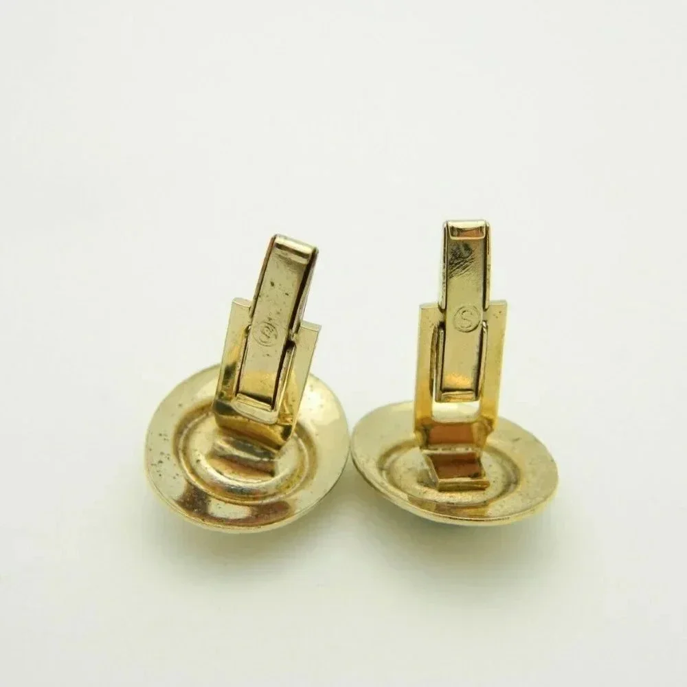 Swank Green Jade Chip Cluster Gold Tone Cufflinks